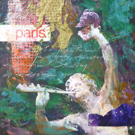 Oh! To wander Paris!  Collage/mixed media   8 X 8